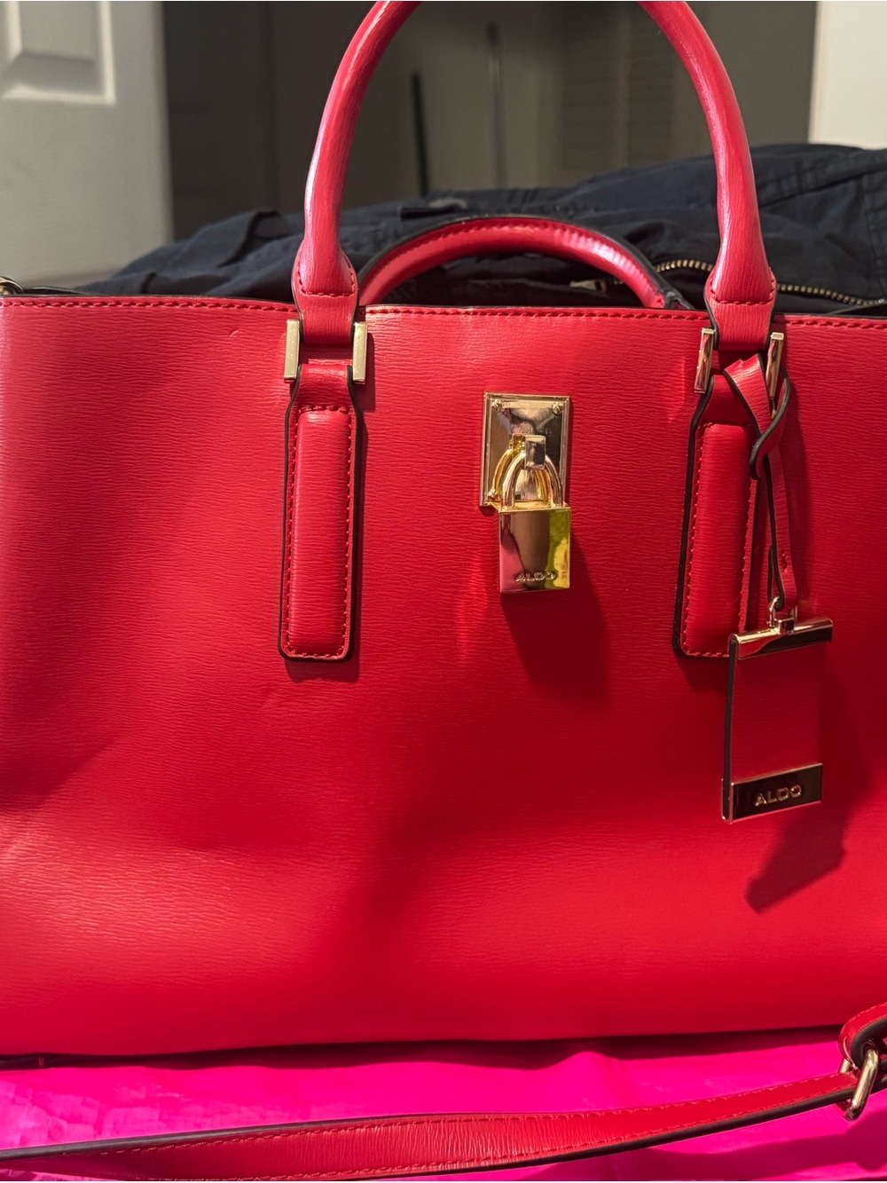 ALDO Red Satchel with Gold Hardware